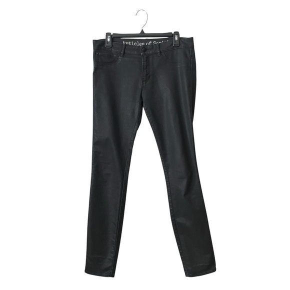 Articles of Society Mya Coated Skinny Fit Jeans Women's Size 30 Black Stretch - Picture 1 of 5